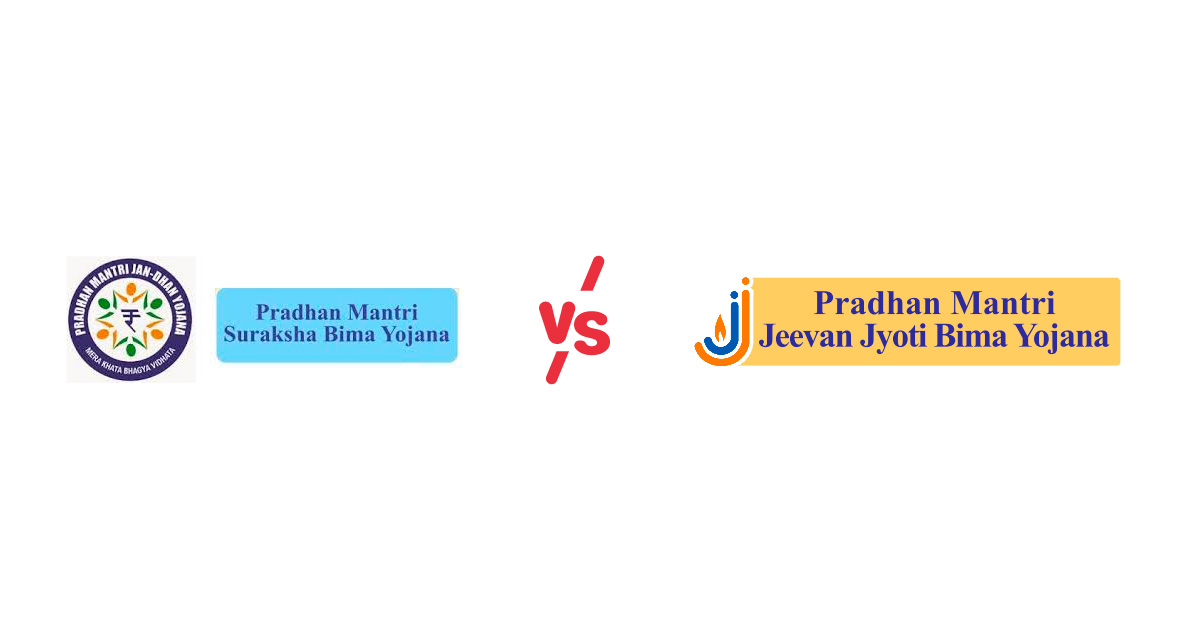 Comparison chart showing PMSBY and PMJJBY insurance scheme benefits and eligibility